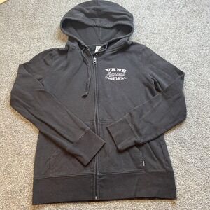 Vans Hoodie Womens Medium‎ Black Full Zip Sweatshirt Authentic Original Graphic